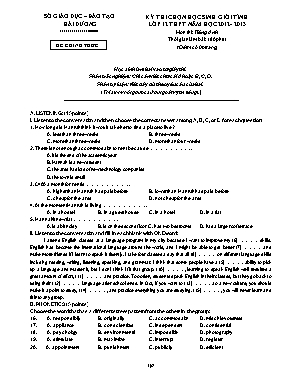 Đề thi chọn học sinh giỏi tỉnh môn Tiếng Anh Lớp 12 - Đề số 1 - Năm học 2016-2017 (Có đáp án)